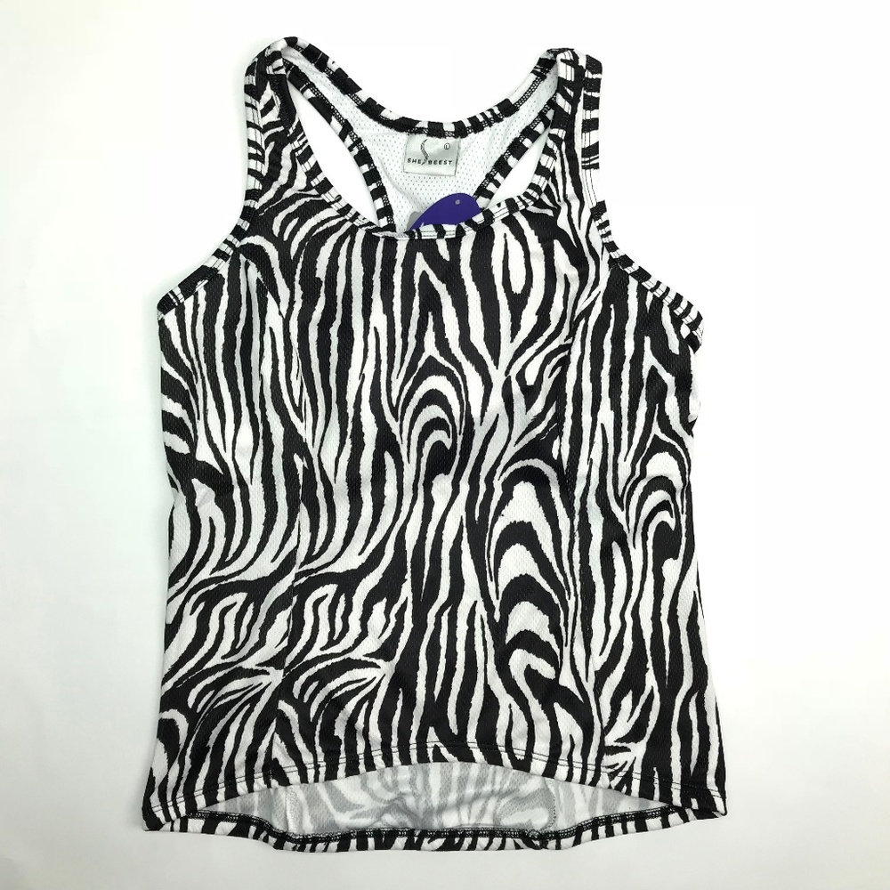 She Beest zebra print workout top, large, bra top
